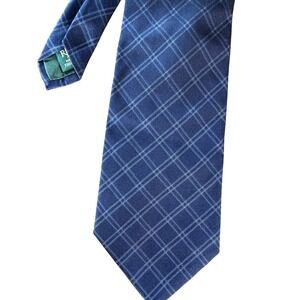 Ralph Lauren Necktie  Blue Excellent Plaid Hand Finished Silk